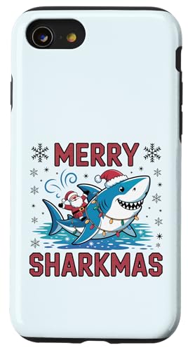 Merry Sharkmas AO[Z[^[ T^ CfBO V[N Cgt X}zP[X iPhone SE (2020) / 7 / 8 p
