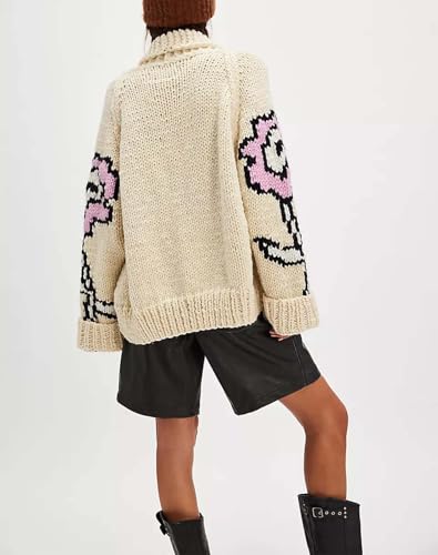 Image of Cardigan Sweaters for Women Button Down Shawl Collar Oversized Sweater Coats Y2k Print Cardigans Fall Fashion