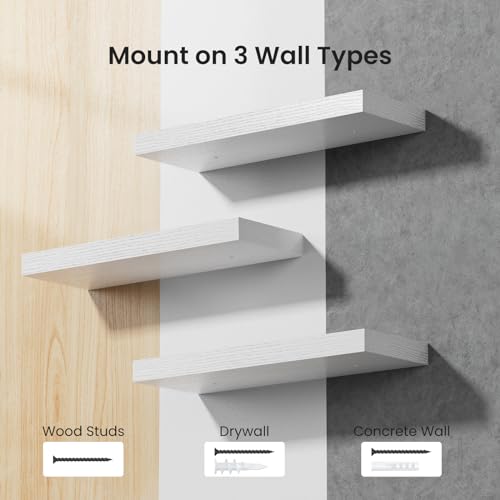 STOREMIC Wandregal, 40cm Regale Weiß Wand, 3er-Set Schweberegal Weiss – Ansicht 9