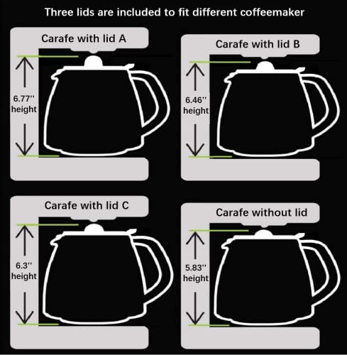 12-CUP Glass Replacement Coffee Carafe Compatible with Mr. Coffee, Black & Decker, Cuisinart and More, Black Close Handle