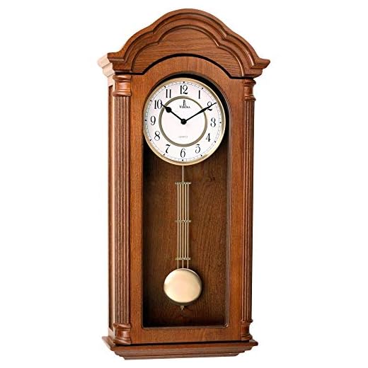 Pendulum Wall Clock Battery Operated - 26 inch Large, Wooden Hanging Grandfather Wall Clock with Pendulum - Quiet, Made with Real Wood for Living Room Decor, Office & Home Décor Gift