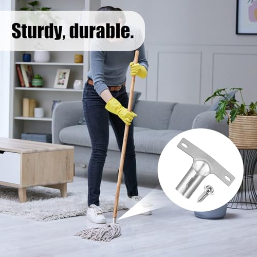 5 Stück Besenstiel Halterung, Metallstielhalter für Besenstiele, Besen Halterung Besenstielhalter bis ø 23,5 mm Besenstielhalterung Set, mit 15 Stück Schrauben