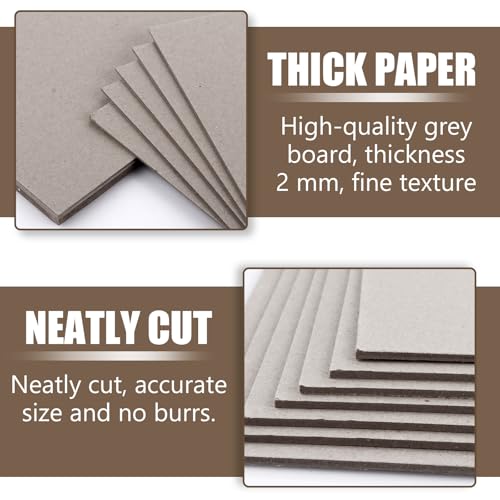 GBACHOOSE 30 Stück Graupappe A3 (29,7 x 42 cm) Stärke 2 mm Buchbinderpappe, Graukarton A3 Format für Bucheinband, Buchbinden, Karten Einladungen