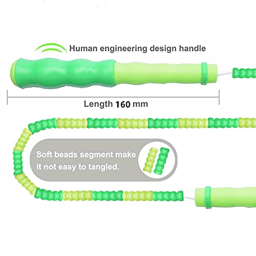 Image of Polypropylene Soft Beaded Adjustable Tangle - Free Segmented Skipping Rope (Green and Purple) -2 Pieces