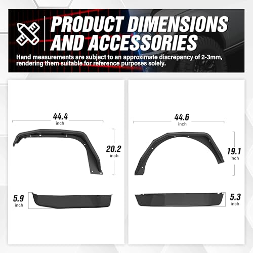 Image of YZONA for JL JLU Tubular Front & Rear Fender Flares Compatible with 2018-2026 Jeep Wrangler JL JLU Unlimited 2 /4 Doors with Turn Signal Lights, 4-PCS Tube Mud Guard Off-Road Steel Wheel Fender