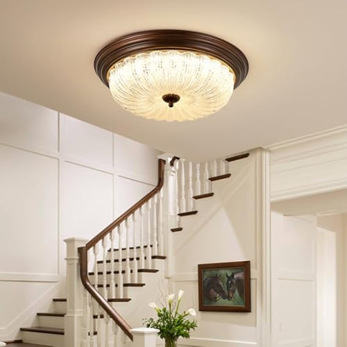 Plafonnier rétro verre 49cm lustre dimmable chambre cuisine