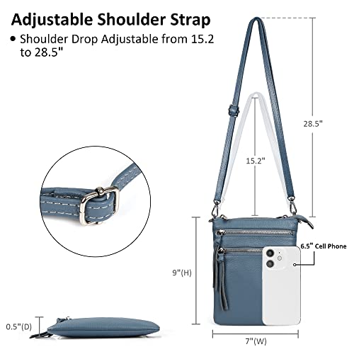 Image of befen Small Genuine Leather Crossbody Purses for Women Trendy Travel Shoulder Handbags with Multiple Zipper Pockets