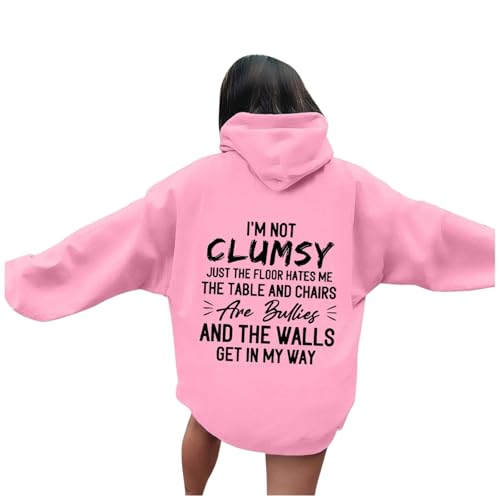 Genérico Sudaderas con Capucha con Estampado de Letras para Mujer Sudadera con Capucha de Manga Larga y Bolsillos (S)