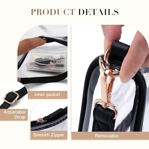 Missnine Clear Bag for Stadium Approved, Clear Crossbody Purse for Women Transparent Concert Handbag for Sport Stadium Events4