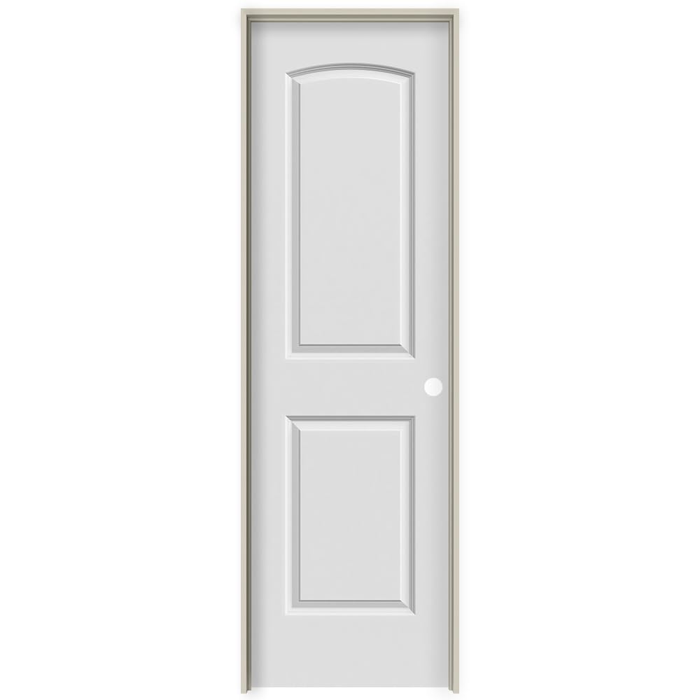 National Door CompanyZZ364261L Solid Core, Primed, Molded 2-Panel Archtop, Left Hand, Prehung Interior Door, 28"x80"