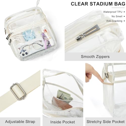 Image of LATMAP Clear Bag for Stadium Events 12x6x12 Clear Purse with 3-Zipper Pockets Crossbody Handbag Tote for Concerts Sports