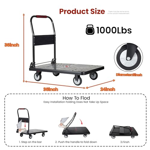 Carretilla Plataforma Plegable 24x36" Capacidad 1000lbs miniatura 2