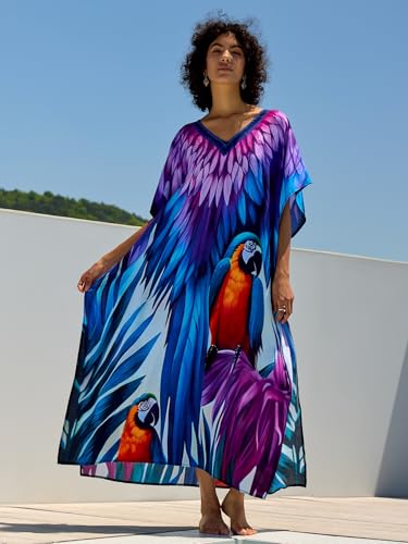 Image of NFVNKJ Women's Plus Size Beach Lounge Kaftan Maxi Dress Swimsuit Coverup for Women