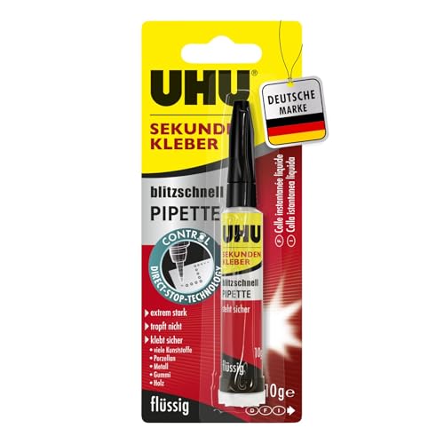 UHU Sekundenkleber extra stark | 10g Kleber Pipette für...