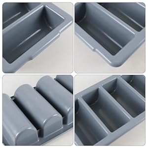 4 Compartment Plastic Cutlery Bin Set of 4 Commercial Silverware Bin Organizer Gray