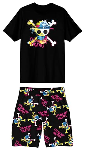 Bioworld One Piece Live Action Straw Hat Skull & Crossbones Logo Men's 2-Pack Pajama Set