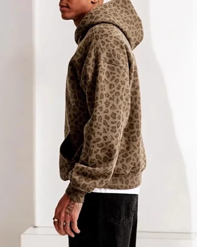 CORIRESHA Men Y2K Leopard Print Hoodie Long Sleeve Casual Vintage Pullover Sweatshirt With Pockets2