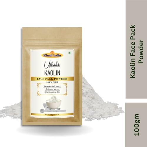 Image of Utkrisht Khadi Kaolin Face Pack Powder 100g | For Dullness, Dark Sports & Breakouts | Tightens Pores & Skin Brightening | Natural & Ayurvedic | Removes Impurities | Face Pack for Men & Women
