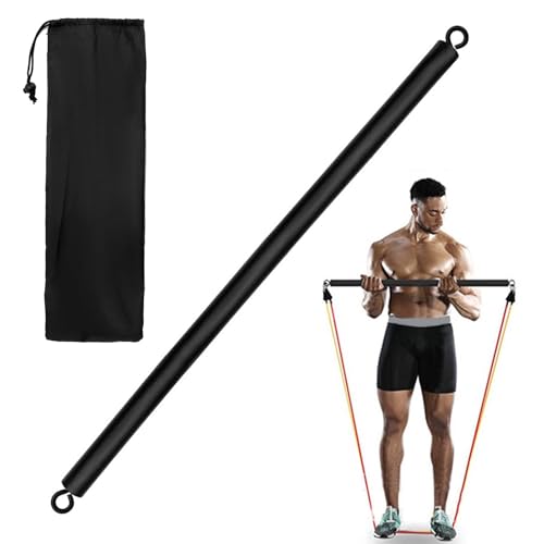 Resistance Band Bar, With Storage Bag Pilates Bar Portable Workout Pod Adjustable 3-Section Pilates Bars for Legs, Hip, Waist, Arm (Black)