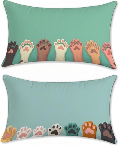 Housse de coussin extérieur imperméable 60x90 turquoise en lin