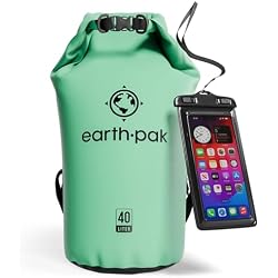 Earth Pak Waterproof Dry Bag - Roll Top Waterproof Backpack Sack Keeps Gear Dry for Kayak with Waterproof Phone Case