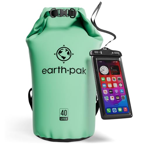 Image of Earth Pak Waterproof Dry Bag - Roll Top Waterproof Backpack Sack Keeps Gear Dry for Kayak with Waterproof Phone Case