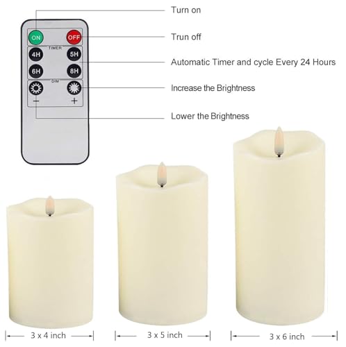 ANGELLOONG Flickering Flameless Candles, Realistic Battery Operated Candles with Remote and Timer, Set of 3 LED Candles for Room Fall Home Wedding Decor Centerpieces Table Party Valentines Decorations by ANGELLOONG - Image 8