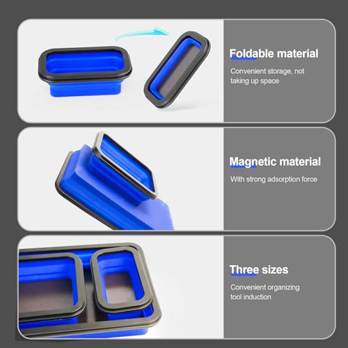stochastic box Collapsible Magnetic Parts Tray Set Foldable Magnetic Tray 3 Different Size Silicone Tool Trays for Screw, Bolts,Nuts,with Magnetic Base Stores and Organizes Small Parts and Tools by stochastic box - Image 7