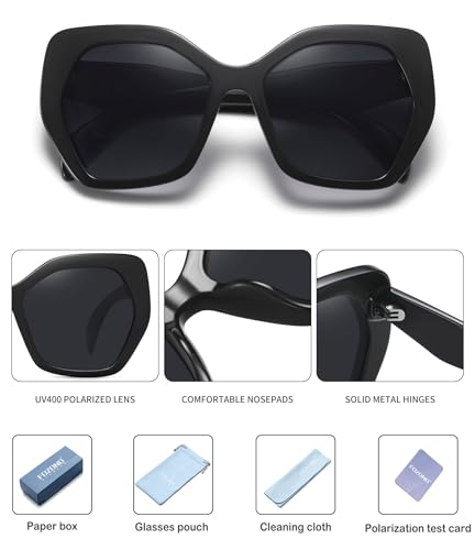 Trendy Oversized Polarized Sunglasses for Women Men Polygon Sunglasses Butterfly Sun Glasses UV400 FZN8024