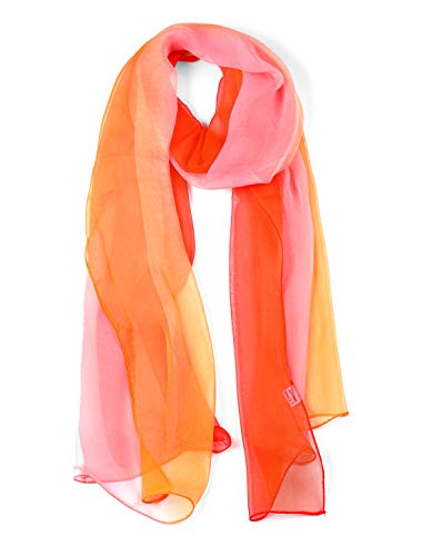 uxcell Long Chiffon Lightweight Sheer Wedding Scarf Silky Gradient Color Party Shawl Spring Summer Beach Wrap for Women 63'x19.6' Red Orange Pink