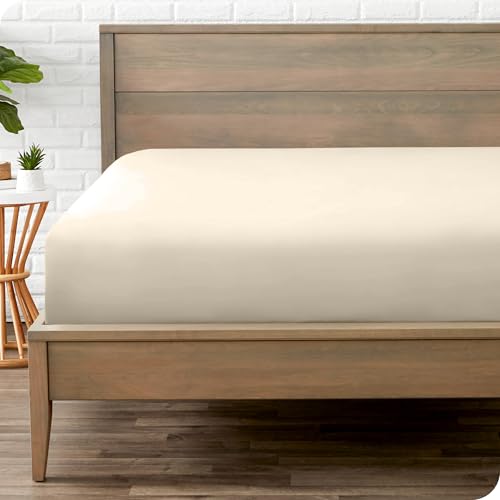 Bare Home Fitted Bottom Sheet - Premium 1800 Ultra-Soft Microfibre - Ultra-Soft Wrinkle Free - Deep Pocket - 35 CM Deep - Sand Emperor