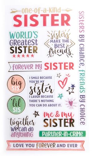 Paper House Productions Clear Background Colorful Sticker Sheet for Crafts, Scrapbooking & Collecting - Sisters