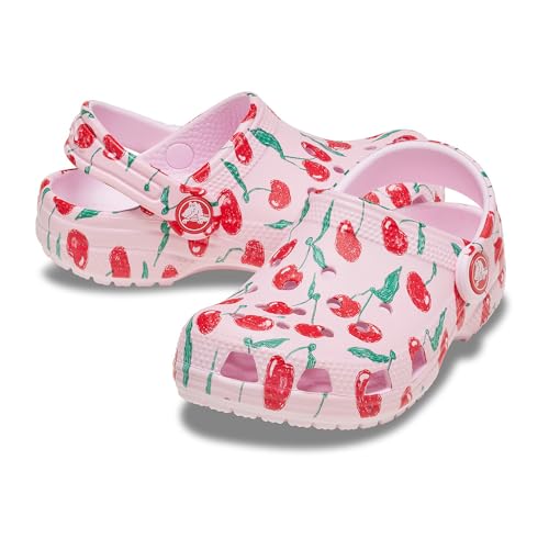 Image of Crocs Unisex Classic Clogs with Patterns and Graphics (Little Kid /Big Kid) Pink Milk 3 Medium
