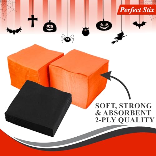 Perfect Stix Halloween Cocktail Napkins, Black and Orange, 200 Count Pack by Perfect Stix - Image 4