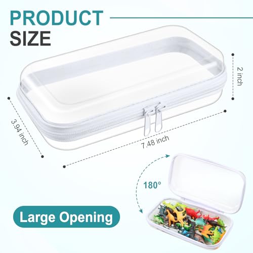 Image of Hoolerry 4 Pcs Hard Clear Zipper Case Makeup Bags Plastic Zipper Pouch Transparent Storage Box Containers for Cosmetics, Snacks, Building Blocks, Puzzles(Clear,7.5 x 3.9 x 2 in,White)