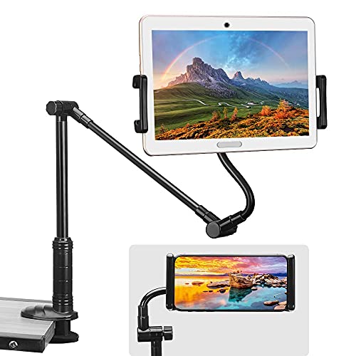 Aqonsie Phone Holder Bed Gooseneck Mount Clip With 360° Rotation Flexible & Hard Arm Bracket Compatible With Ipad,Tablet,4-14" Phones, Foldable Tablet Stand For Desk Bed Kitchen Office& Christmas Gift #TOP7