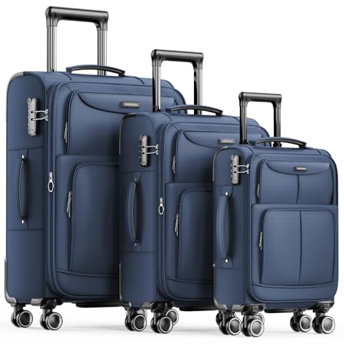 SHOWKOO 3-Piece Expandable Luggage Set with TSA Lock