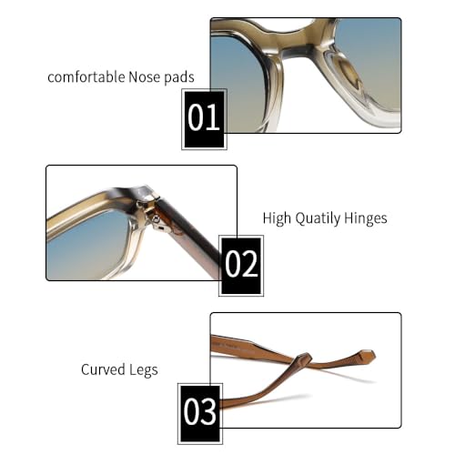 Image of grey jack TR90 Rectangle Polarized Sunglasses for Men Women,Stylish Full Rim Eyewear for UV Protection 21040