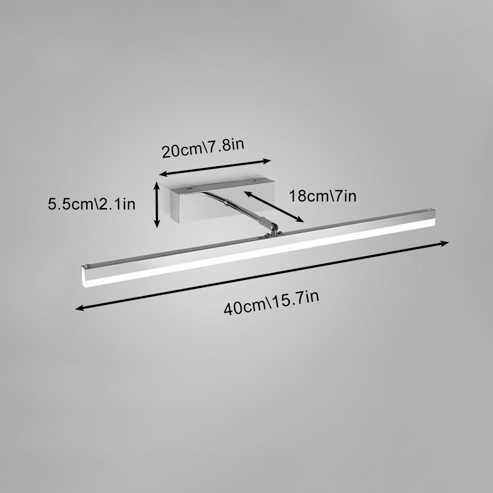 Genérico Lámparas de baño sobre Espejo, lámparas LED para baño, Apliques de Pared sobre Espejo con Brazo retráctil, Acabado Plateado, Apliques de Pared Minimalistas para Interiores.