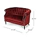 GDFStudio Melaina Tufted Chesterfield Velvet Loveseat with Scrolled Arms, Garnet and Dark Brown
