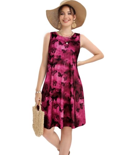 Image of elescat Women's Summer Dresses Casual Sleeveless Loose Sundress with Pocket