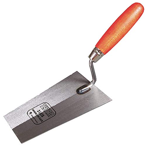 Toolty Grinded Carbon Steel Bucket Trowel - 160mm - Wooden Handle - for Brickwork and Plastering - Masonry - DIY - TLTY-0820