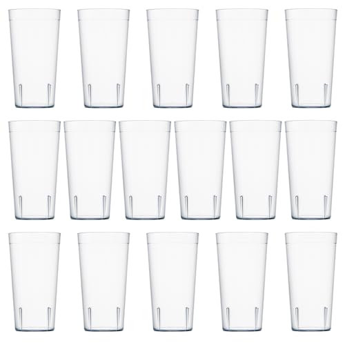 US Acrylic Cafe Plastic Reusable Tumblers (Set of 16) 20-ounce Water Cups in Clear | Value Set of Restaurant Style Drinking Glasses, Stackable, BPA-free, Made in the USA | Top-rack Dishwasher Safe by US Acrylic - Image 9