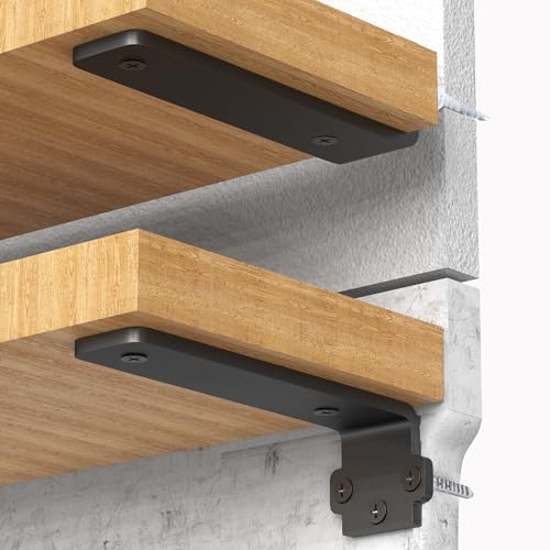 TINIFO 2 Piezas Soportes Para Estantes 20 Cm, Escuadras Para Estanterias MetáLicas En L De Alta Resistencia Para Montaje En Pared, Carga MáXima 70 Kg