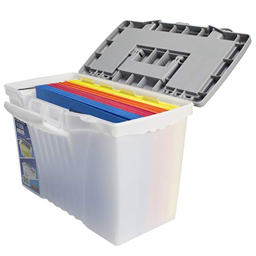 Storex Portable File Box with Organizer Lid, 17.13 x 9.63 x 11 Inches, Frosted/Silver (61511A01C) by Storex - Image 5