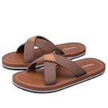 Harssidanzar Men's Cross Slide Sandals Slip on Comfortable Lightweight Summer Slipper Shoes For Indoor and Outdoor Quick-Dry KM229UK,Saddle,Size 9.5