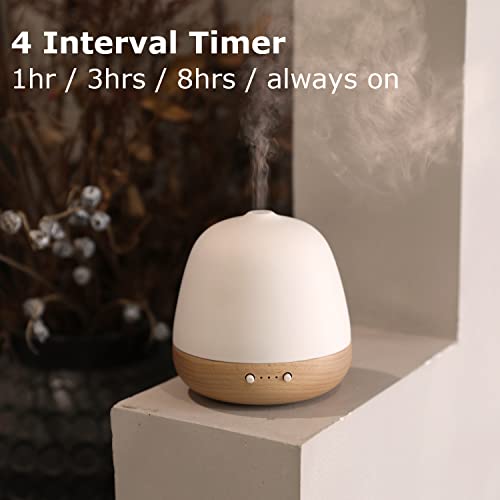 Zeigga Lab Essential Oil Diffuser, Ceramic And Real Solid Wood Aromatherapy Humidifier - 180Ml, No Beep, 2 Mist Modes, 2-Level Dimmer Night Light, Timer, Auto Off, Long Cord For Home Office Baby Yoga #TOP2