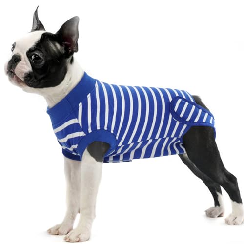 Image of IDOMIK Dog Recovery Suit for Neuter Spay,Anti-Licking Dog Surgical Bodysuit | Soft Dog Recovery Onesie Protects Abdominal Wounds, Easy to Wear, Easy Potty Breaks, E-Collar Cone Alternative,Stripes,S