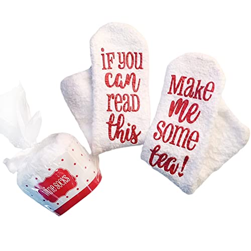 Image of CHANGGER If You Can Read This Bring Me Some Fuzzy Funny Saying Crew Socks christmas Unisex Gift