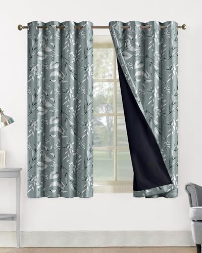 Image of Cloth Fusion Printed 100% Blackout Window Curtains 5 Feet Long Set of 2